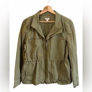 J. Crew Olive Green Utility Military Zip-up Jacket Size Large Grunge Gorpcore